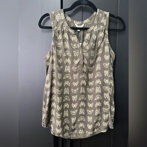 Brand New! Sonoma Sleeveless top in Olive with butterflies. Size XS
